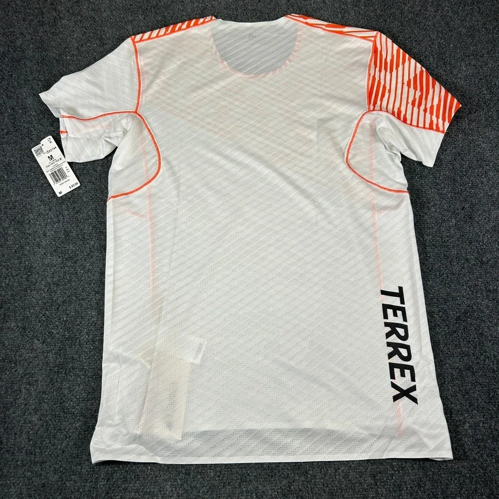 Adidas Terrex Techrock Elite T-Shirt Men's Medium White Orange‎ JX2744 NWT $85